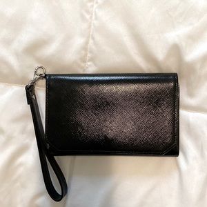 Black shiny wristlet wallet